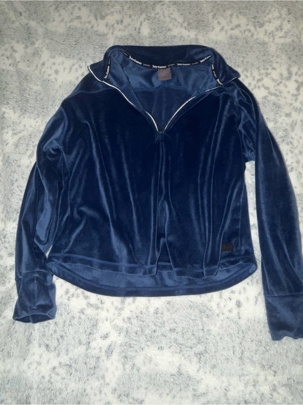 Juicy Couture Velvet Half-Zip Pullover - Navy Blue